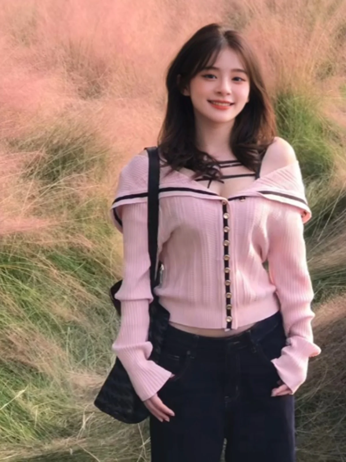 Корейская серия ранняя зимняя одежда свитер в стиле ретро джинсы костюм из двух