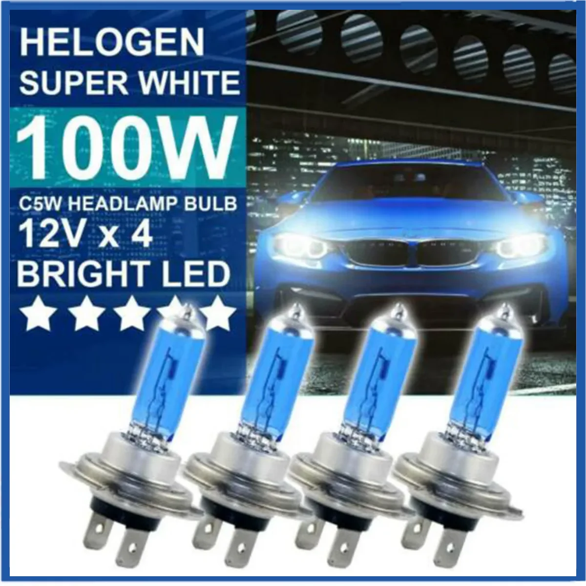 4x H7 автомобильная ксеноновая галогенная лампа Hid супер белая яркая фара лампочка