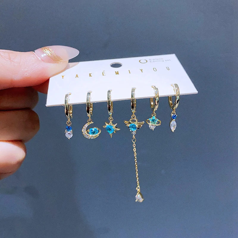 Новый дизайн, искусственный камень, Луна, звезда, кольцо, золотистый цвет, ювелирные изделия Huggie