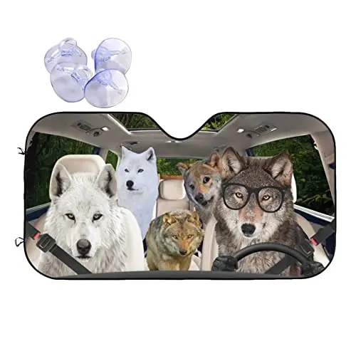

TABL Wolf Front Windshield Sun Shade,Wolf Driver Car Windshield Sunshade,Wolf Anti-Sunlight Automotive Visor Farmhouse 55 X 30 I