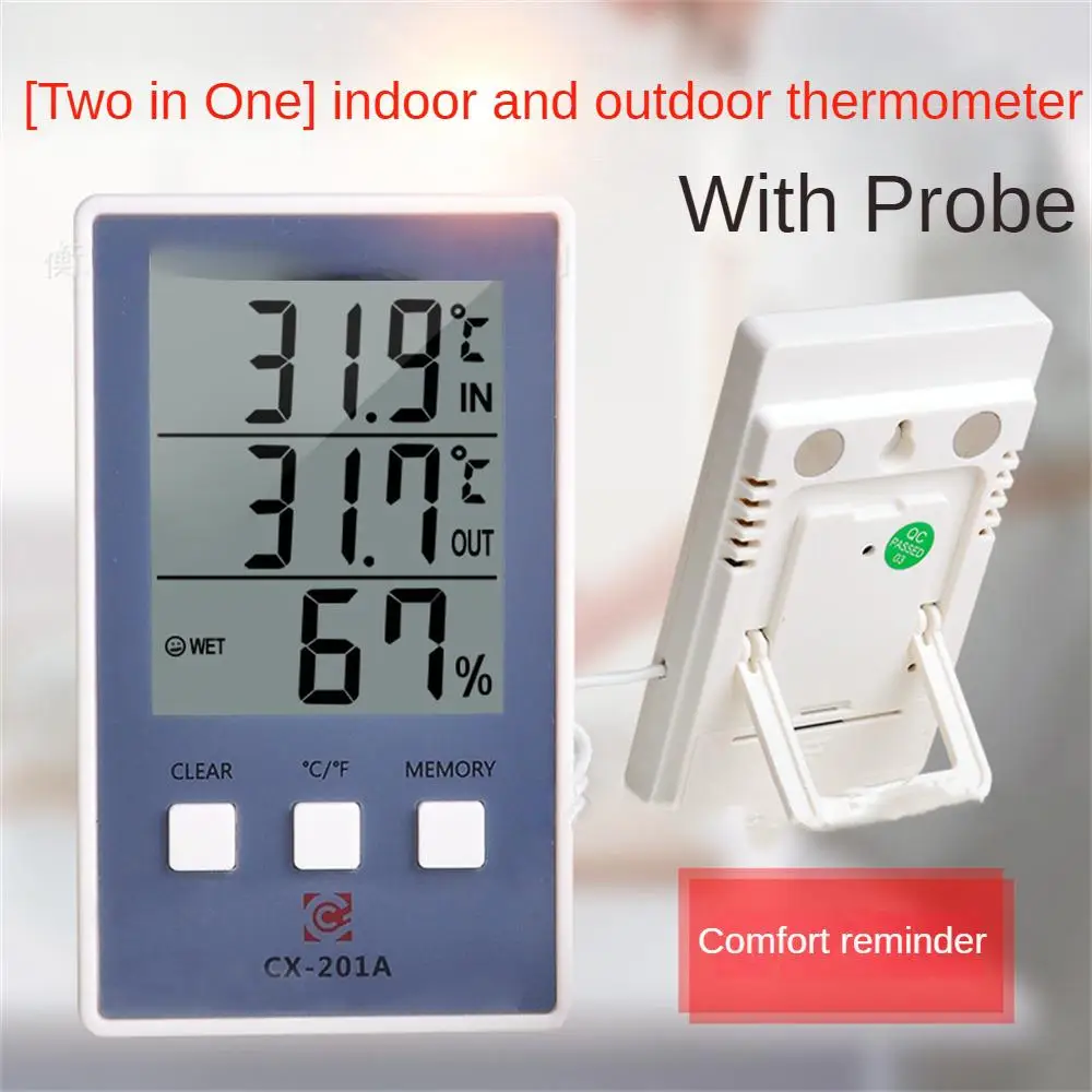 

Digital Thermometer Hygrometer Indoor Outdoor Temperature Humidity Meter C/F LCD Display Sensor Probe Weather Station For Baby