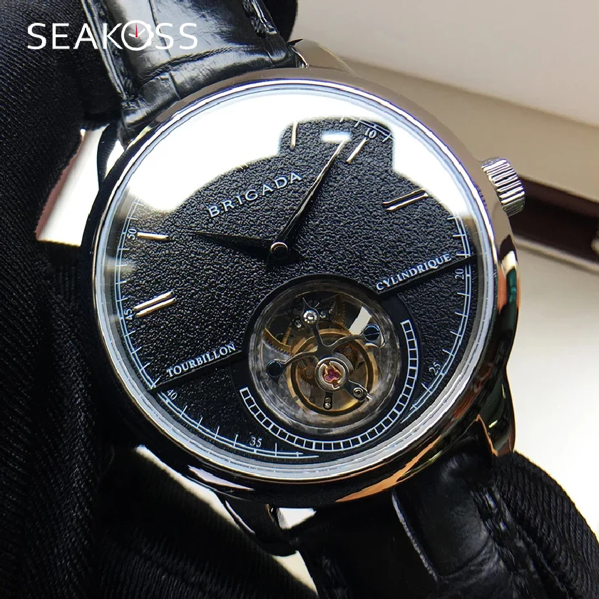 

Luxury Men's Auto Tourbillon Mechanical Watches ST8002 Automatic Movement Business Men Tourbillon Watch Sapphire Clock
