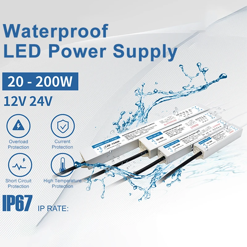 

LED IP67 Waterproof Power Supply Input AC90-265V Output 12V 24V 15W-400W Outdoor Constant Voltage Driver Switching Power Supply
