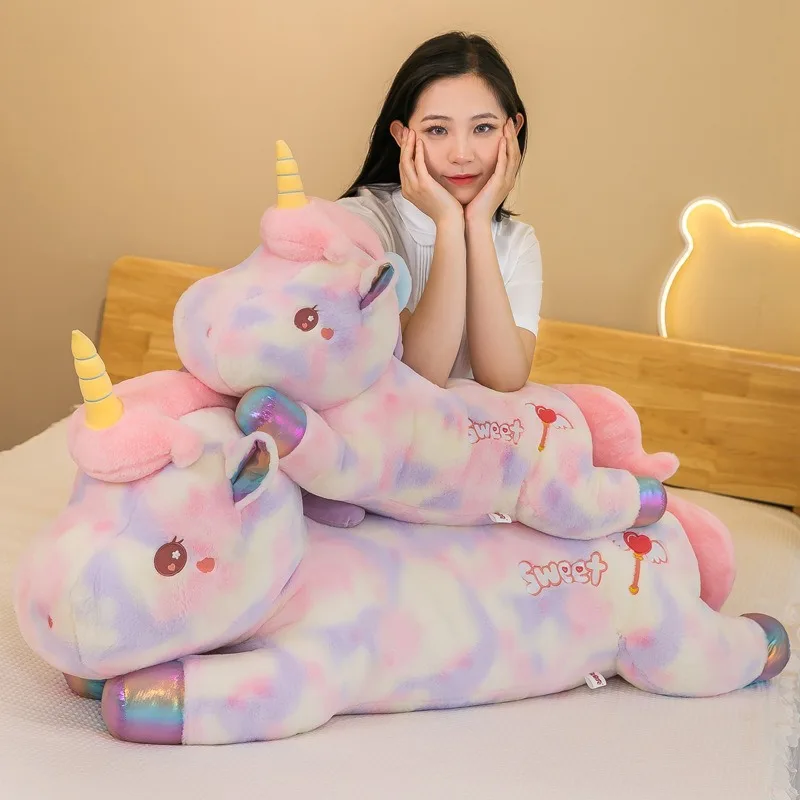 

Единорог Плюшевые игрушки мультфильм окрашенные животные боковая подушка для сна окно дисплей Куклы спальня Hogar Y Decoracion детский подарок на день рождения