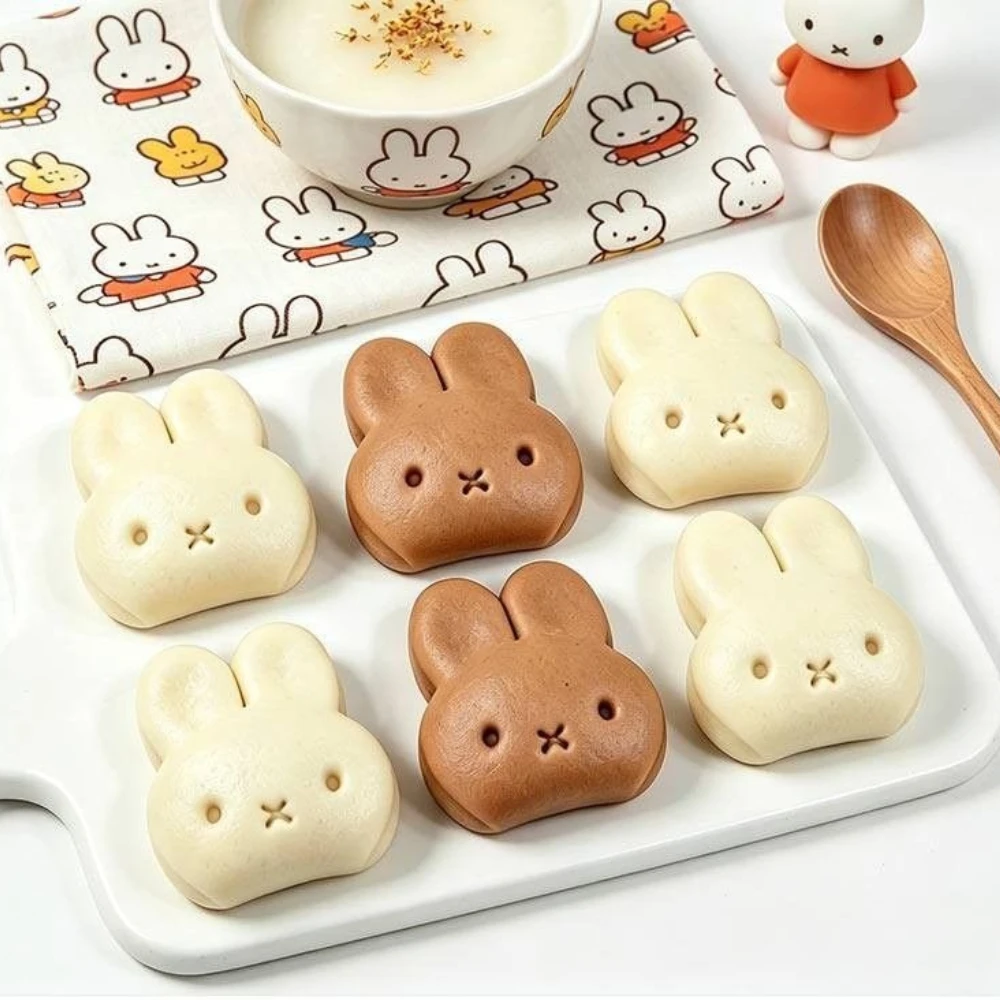 Фото Форма для выпечки Kawaii Miffy: милый мультяшный кролик Миффи, форма для хлеба в виде листа лотоса, 3D-инструмент для выпечки детского питания и хлеба с мультяшным дизайном №5