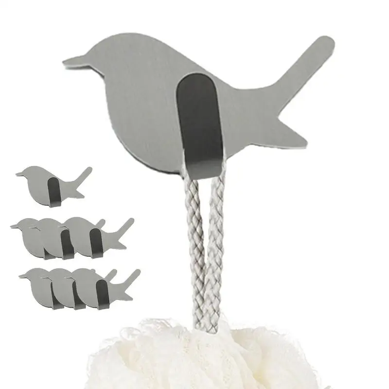 

Sticky Metal Hooks 8Pcs Shower Hook Stainless Steel Bird Shaped Organizer Hanger For Kitchen Door And Wall Hooks For Storage In