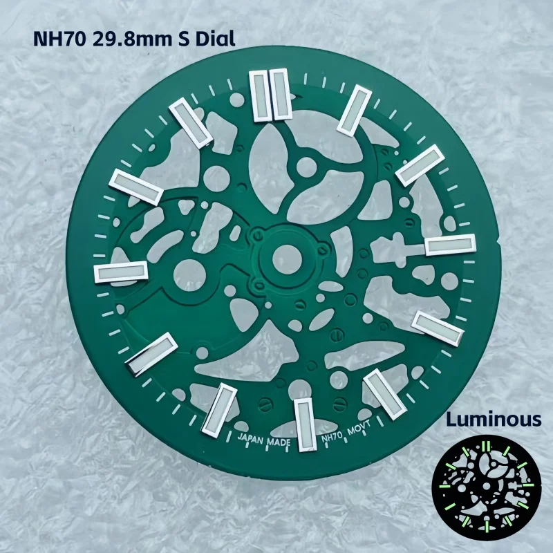 Фото NH70 29,8 мм Nautilus Skeleton Dial с логотипом S, ночное свечение для калибра NH70/NH38, аксессуары для модификации часов №4