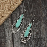 retro bohemian geometric oval earrings personalized water drop turquoise earrings