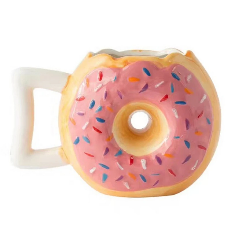 

Creative Donut Mug Ceramic Coffee Cup Mugs With Handle Milk Tea Cups Breakfast Cute Funny Mug For Kids Girls Christmas Gift