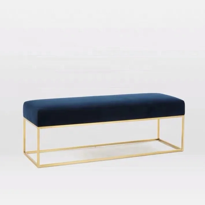 

New luxury modern bedroom Velvet Sofa Bench Ottoman Bench, Velvet Bed End Stool Bench Bed Bench Factory Manufacturing