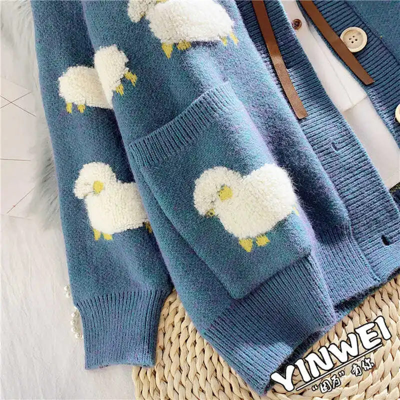 Fashion Casual Niche Design Sweater Cute Kawaii Women Loose Thin Thick 2022 New Korean Lazy Knitted Sweater Cardigan Coat Tide