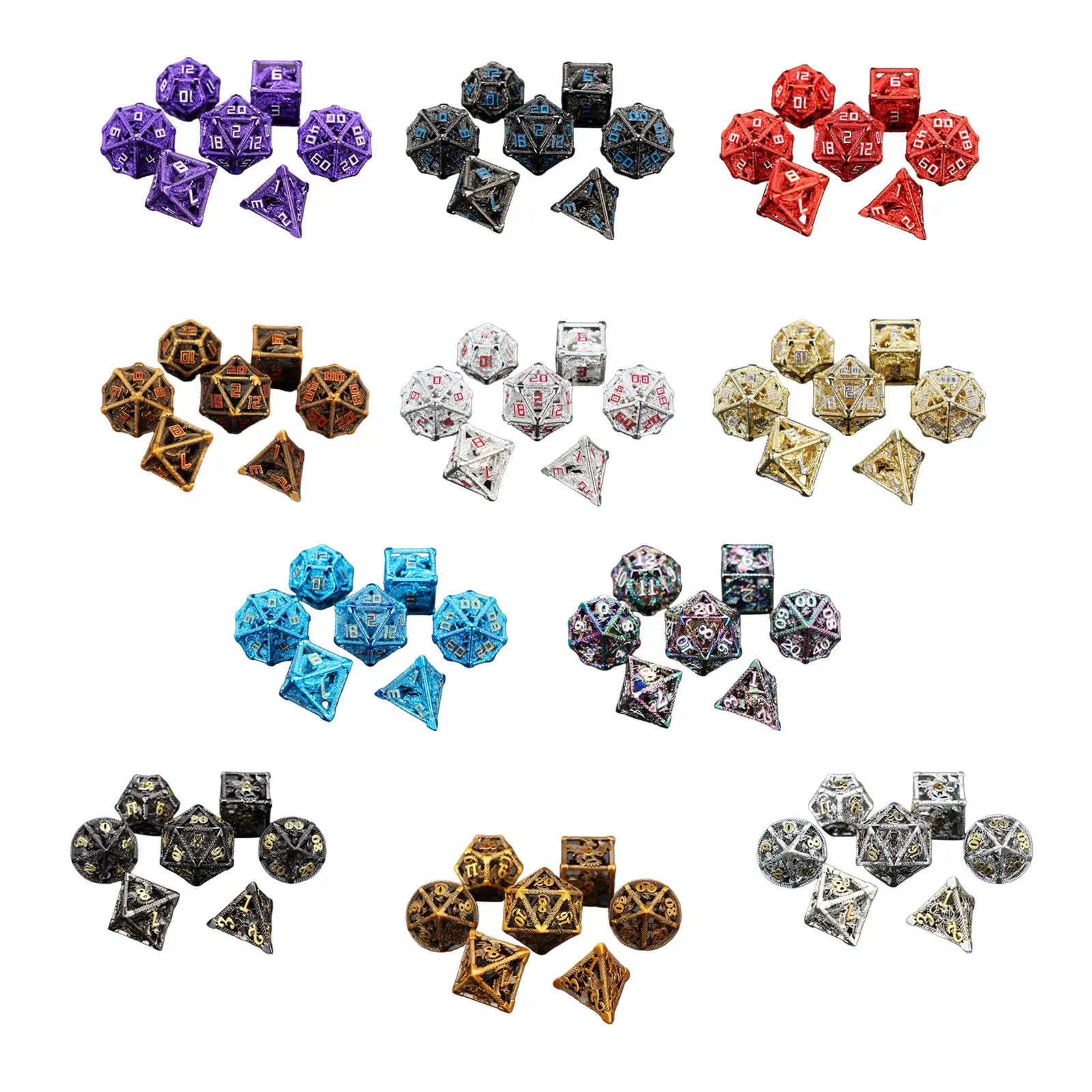 Металлические многогранные игральные кости аксессуары для игр ролевые