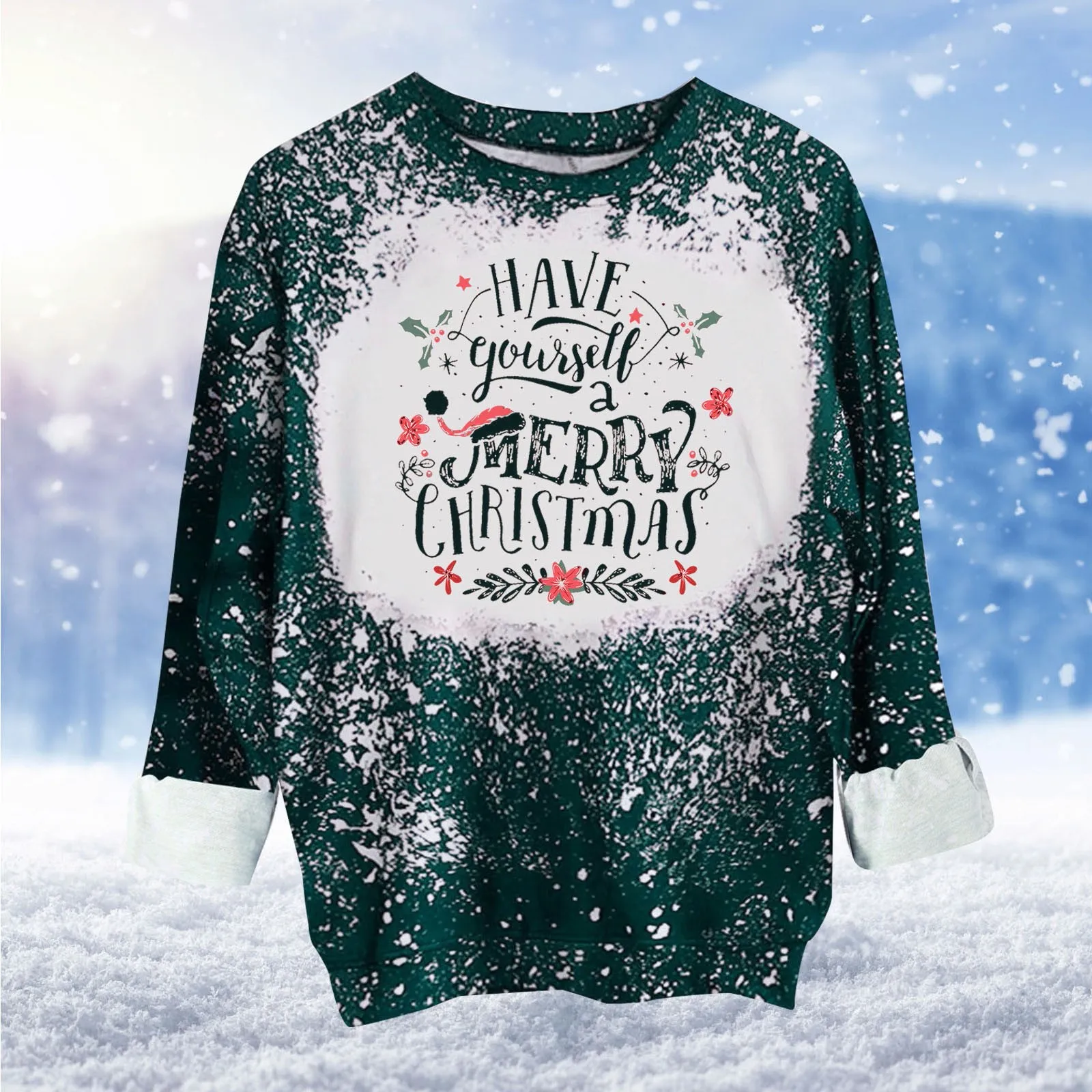 

Sleeve Sweater Top Long Neck Snowflake Women 3D Digital Christmas Fashion And Men Men Tunic Front Open Men White Sweat Suits