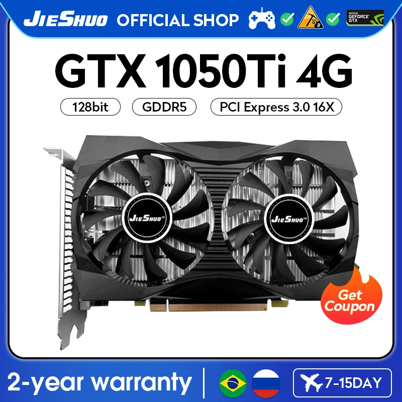 

JIESHUO NVIDIA Gaming Graphics GTX 1050TI 4GB GPU GDDR5 128bit PCI-E 3.0 16X GTX1050TI 4G PC Desktop Video Office KAS RVN CFX ET