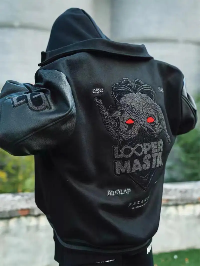 

Unisex Hip Hop Baseball Jacket Leather Sleeve Fashion Streetwear Luxury Brand Fine Vintage Coat