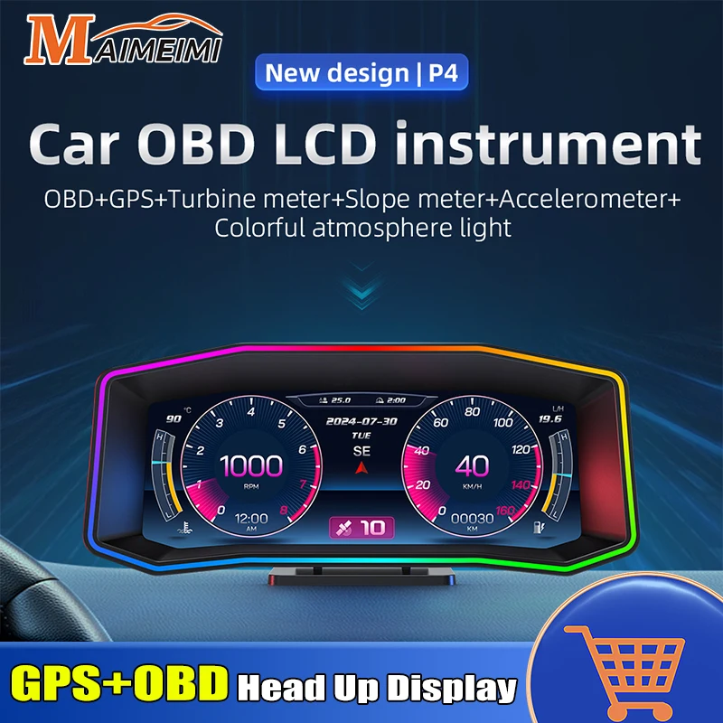 P4 OBD2 GPS HUD Проекционный дисплей Цифровой спидометр Инклинометр 4x4 Измеритель