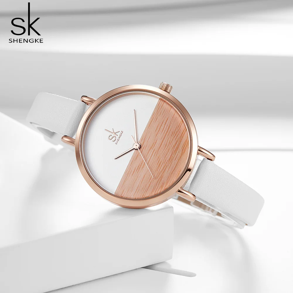 

Dial Reloj Mujer Creative Shengke Design Casual Women Watch Japanese Quartz Relogio Feminino Comfortable Leather Montre Femme