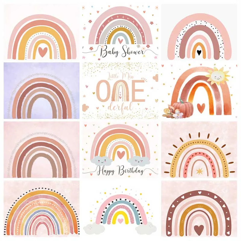 

Декоративный фон в стиле бохо для вечеринки в честь Дня Рождения, розовое богемное сердце для девочек и малышей, фон для фотосъемки, баннер д...