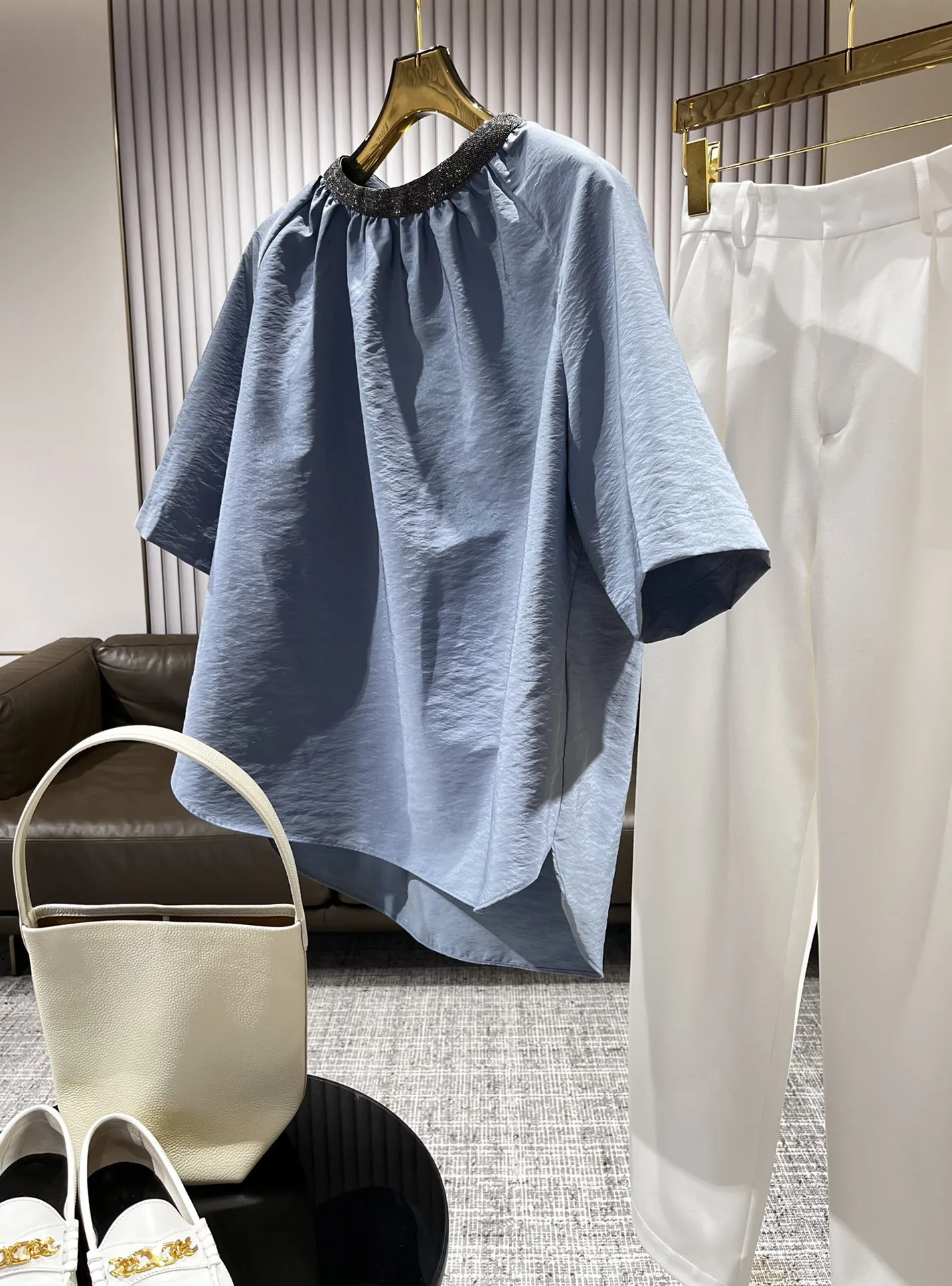 

Female Clothing Shirt Top Women Blouse Women Clothing Woman Clothes Fashion 2022 Women's Shirt Short Sleeve Bead Chain T-shirts