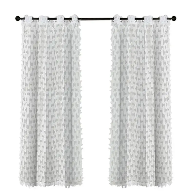 

Новые белые прозрачные Люверсы с перьями и кисточками, оконные шторы, драпировочная панель для гостиной