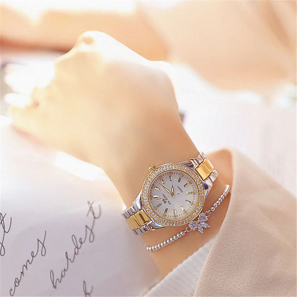 2023 Ladies Wrist Watches Dress Gold Watch Women Stainless Steel Silver Clock Crystal Diamond Watches Women Montre Femme