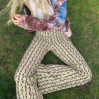women casual high waist pants ladies color block wave print trousers 2021 summer fashion high street personality long pants