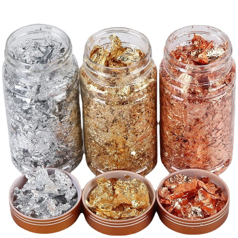 

Irregular Shiny Gold Silver Foil Paper Leaf Flake Resin Nail Art Decoration DIY Craft Stickers Jewelry Flakes Manicure Makeup