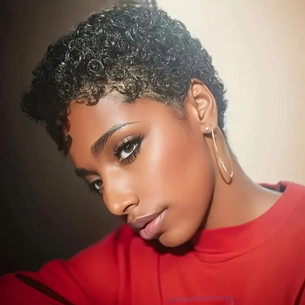 Афро-кудрявые машинные парики 4 дюйма плотность 150% парик Remy для вечеринок