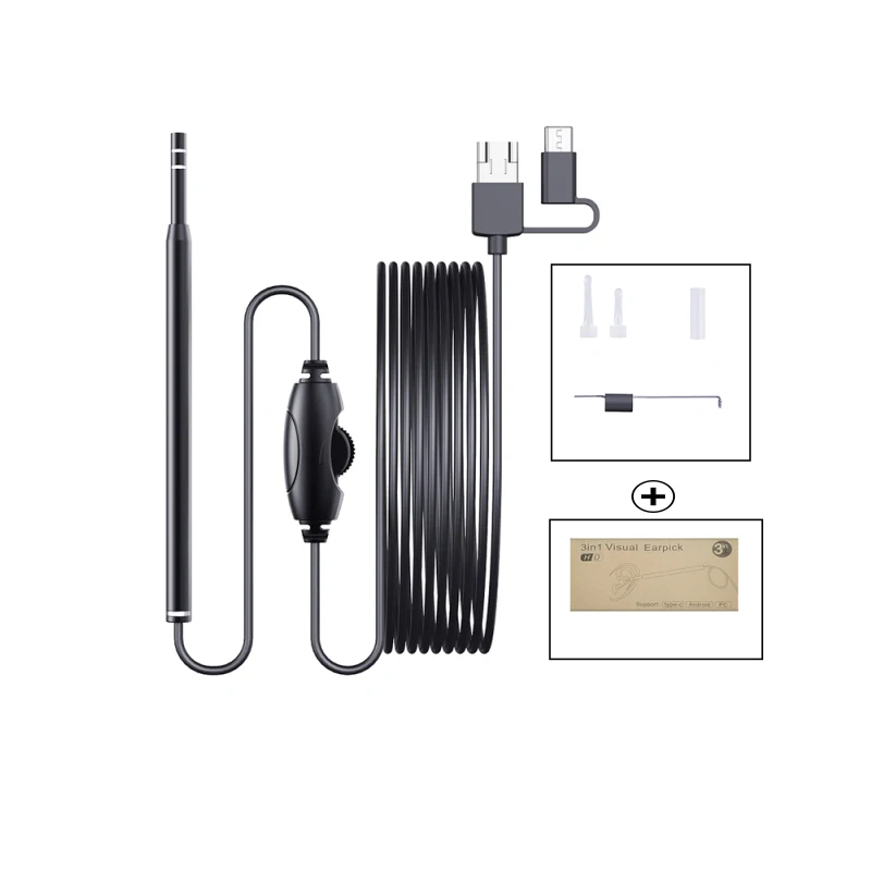 480p HD Micro Camera 3 in 1 Endoscope 5.5mm Medical Otoscope Ear Canal Cleaning for Android PC AN101 |