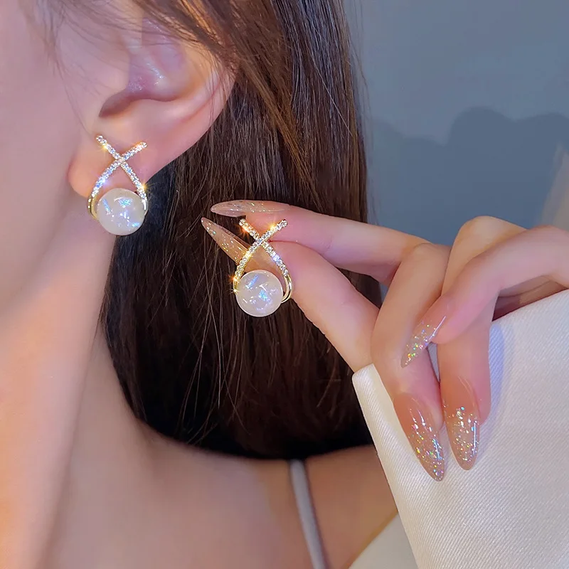 

Earrings Trend 2023 925 Silver Needle Pearl Stud Earrings Female Woman Jewelry
