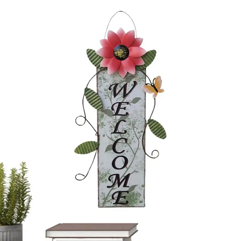 

Welcome Standing Sign Multi Function Vertical Metal Sign Outdoor Decorations For Front Door Garden Home Yard Sunflower Party