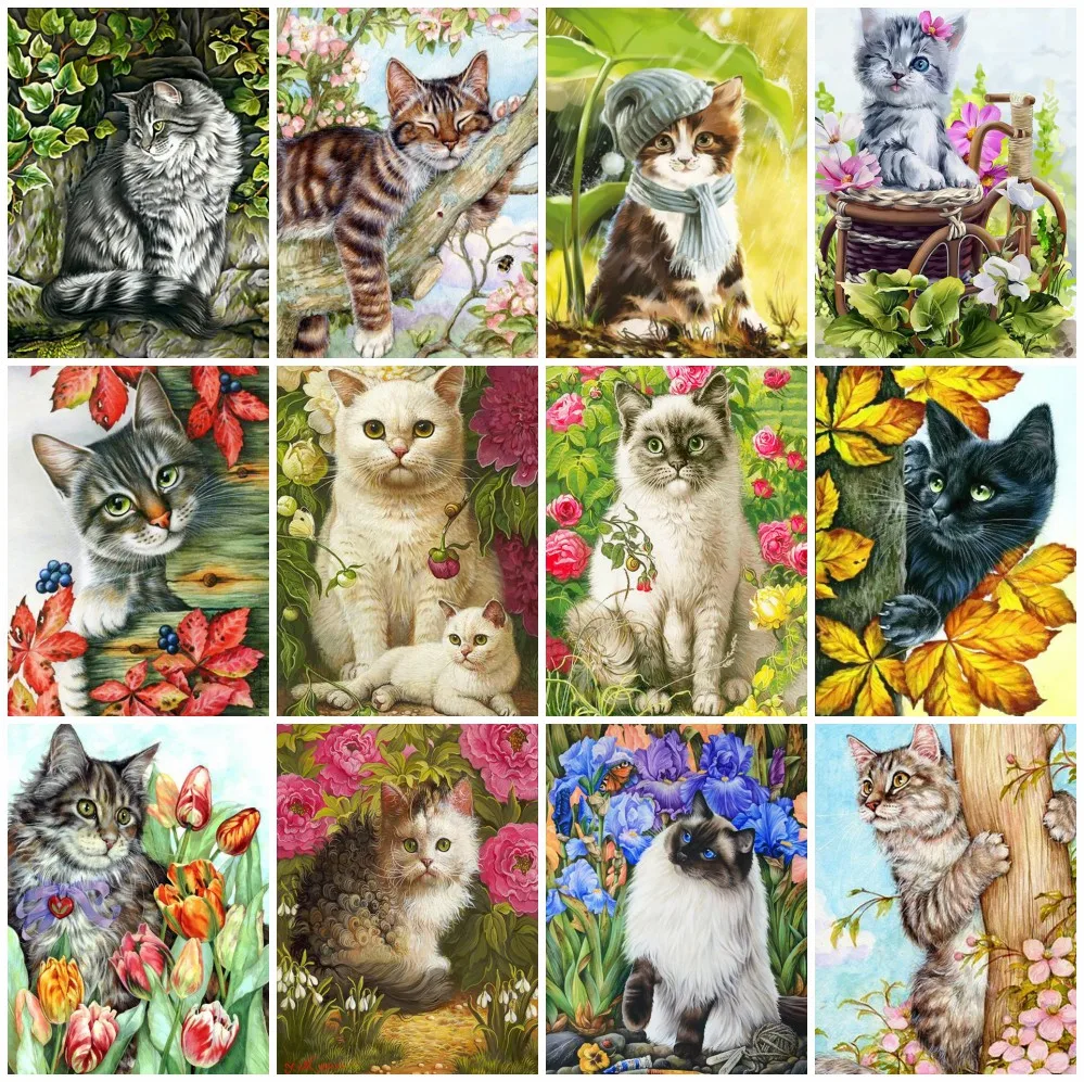 

Набор для алмазной вышивки «Цветы и кот»