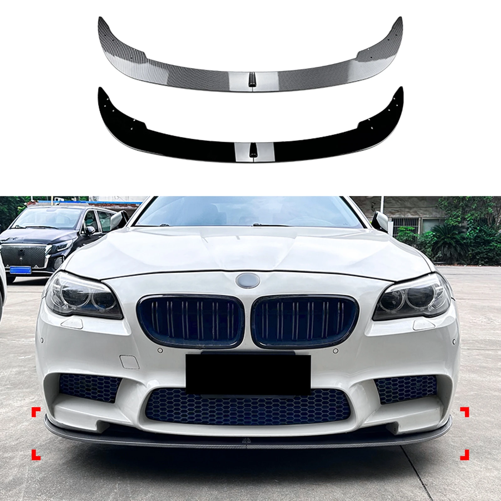 

Для BMW F10 F11 M5 2012 2013 2014 2015 2016 Седан 4-дверный передний бампер Спойлер для губ из углеродного волокна/глянцевый черный нижний сплиттер