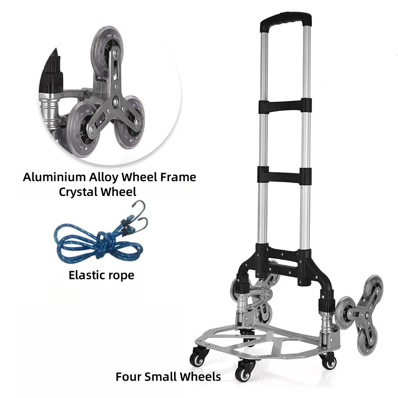 

Портативный складной прицеп, тележка из алюминиевого сплава, складная тележка для лестницы с колесами, домашняя легкая складная тележка для альпинизма и путешествий