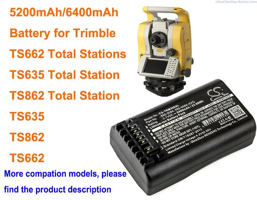 5200mAh/6400mAh батарея для Trimble TS635,TS862,TS662 общее количество станций, TS635 общая станция, TS635 общая станция, TS662 5200mAh/6400mAh батарея для Trimble TS635,TS862,TS662 общее количество станций, TS635 общая станция, TS635 общая станция, TS662