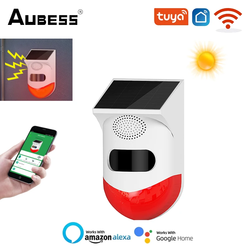 

Беспроводная уличная инфракрасная сирена Aubess Tuya с Wi-Fi, стробоскоп с PIR-датчиком, водонепроницаемый датчик для домашней охранной безопасност...