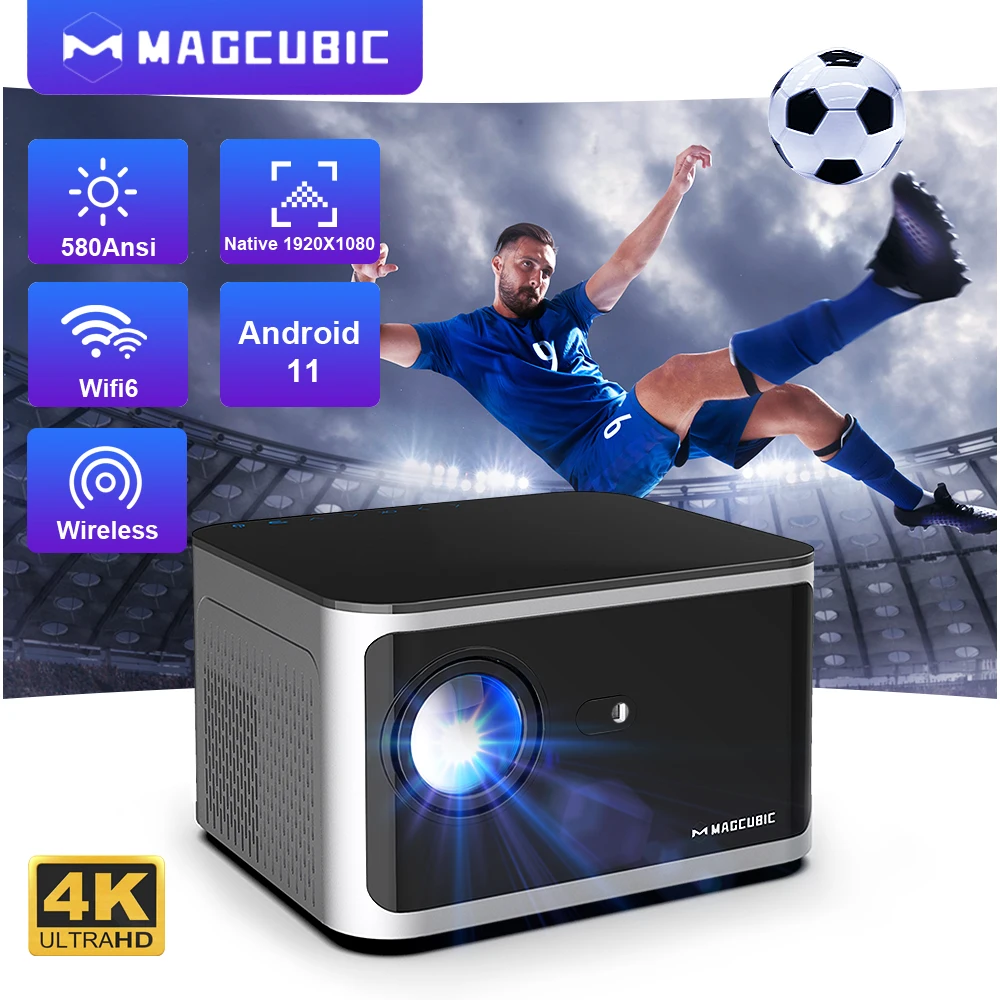 Умный Проектор Magcubic 4k Android 11 580ansi Full Hd 1920x1080p Домашний Кинотеатр С Голосовым