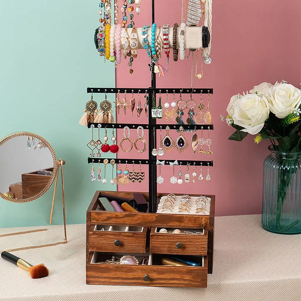 

Jewelry Tree Stand Tiered 3 in 1 Tray for Earrings Bracelet Watches