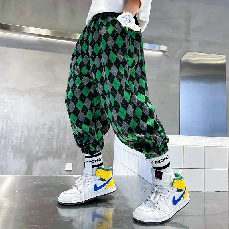 

Брюки для мальчиков модели весна-осень 2022 новые детские весенние повседневные брюки для больших детей весенние клетчатые брюки детские брю...