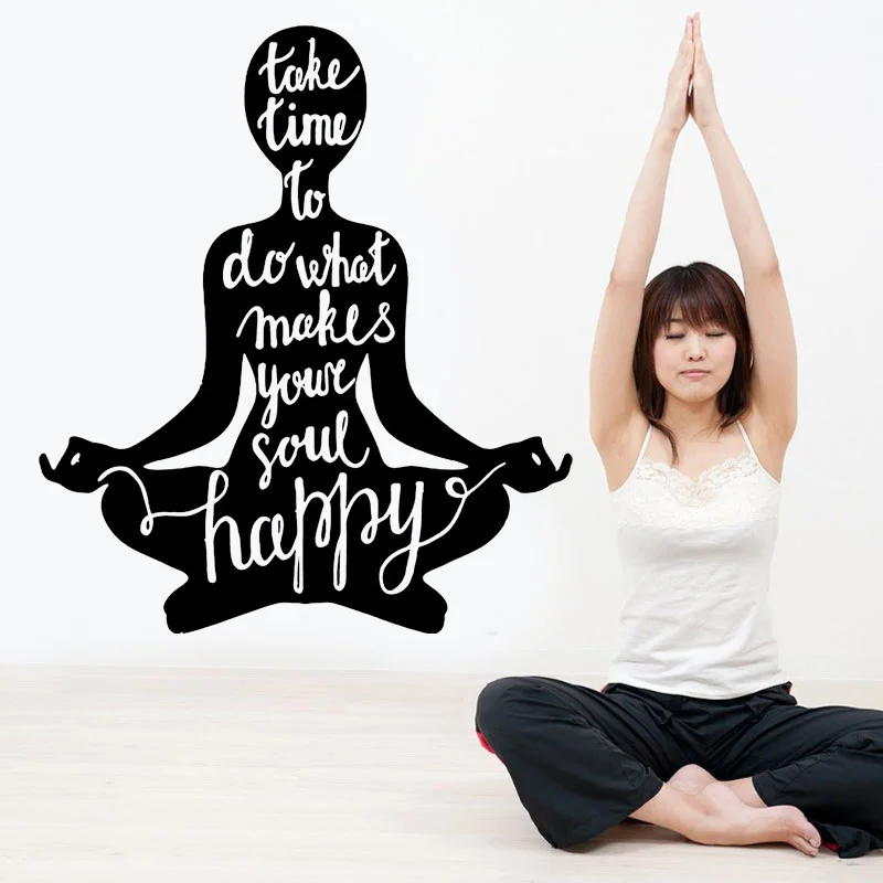 

Take Time To Do What Makes Your Soul Happy Quote Yoga Wall Decals Art Home Decor Room Buddha Namaste Religious Zen Stickers AA88