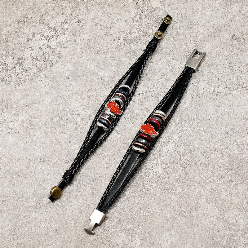 Наруто Акацуки браслет аниме красное облако кожаный ремешок для часов мужчин