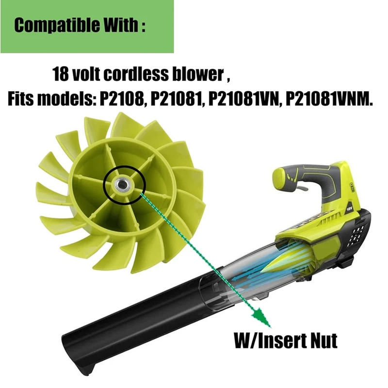 Вентилятор 29437003/529437004/529437001 для Ryobi 18-вольтовый вентилятор P2108 P21081 P21081VN P21081VNM