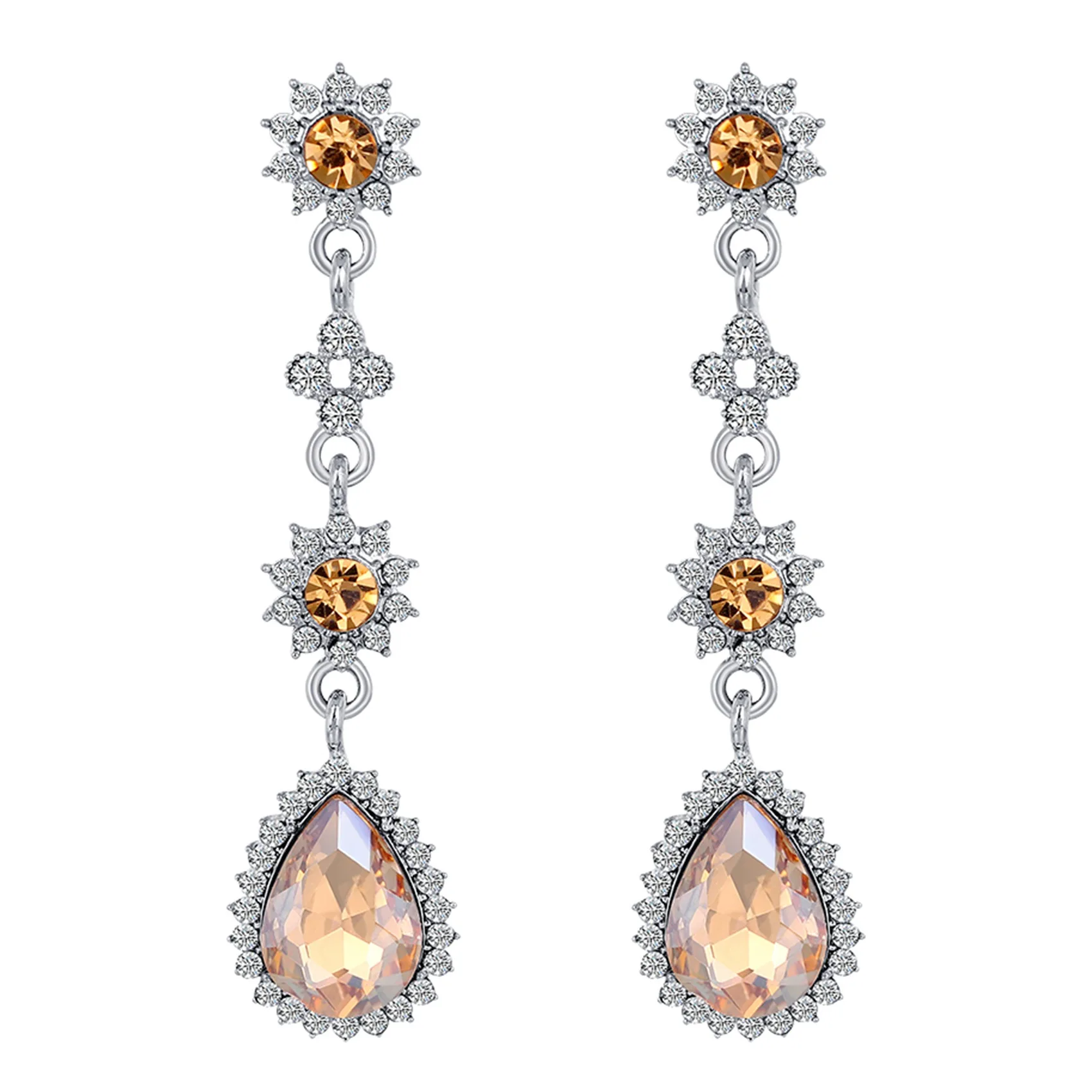 

Fashion Luxury Temperament Water Drop Rhinestones Bridal Earrings Elegant Long Earrings Crystal Earrings Women Jeweley