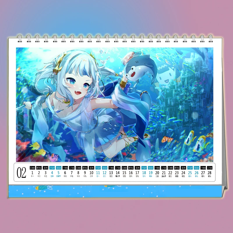 2023 New Year Calendar Anime Hololive Minato Aqua Gawr Gura 13 Pages  Desktop - AliExpress