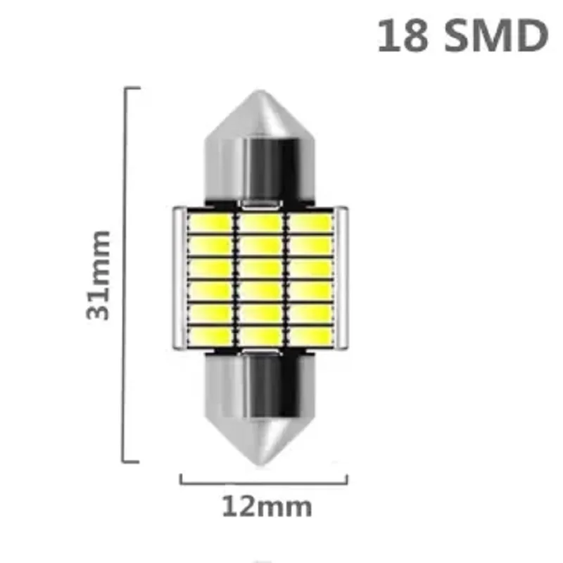 

Car Ceiling Light 31mm 18 Smd Chip White / Ice Blue Light 2 Bulbs Newer Chip, Brighter