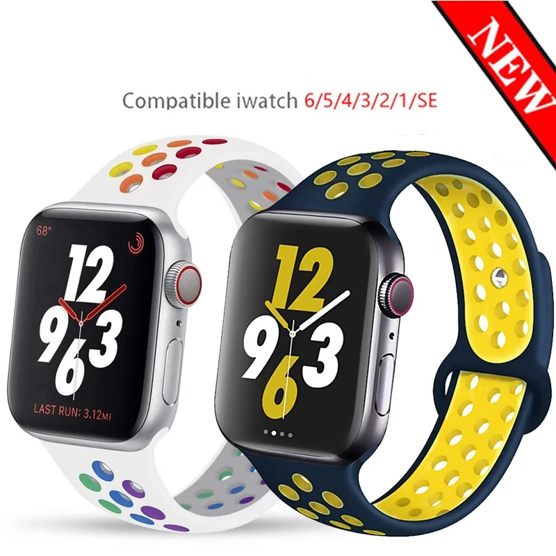 

Silicone Breathable Sport Belt for Apple Watch Band 40 44 38 42mm Rubber Smartwatch for Strap IWatch Serie 3 Se 4 5 6 7 41 45mm