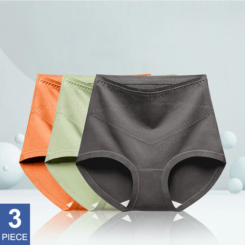 

3PCS Briefs Plus Size Cotton Panties For Women Lingerie Antibacterial Underwear Breathable Underpants Female Intimates