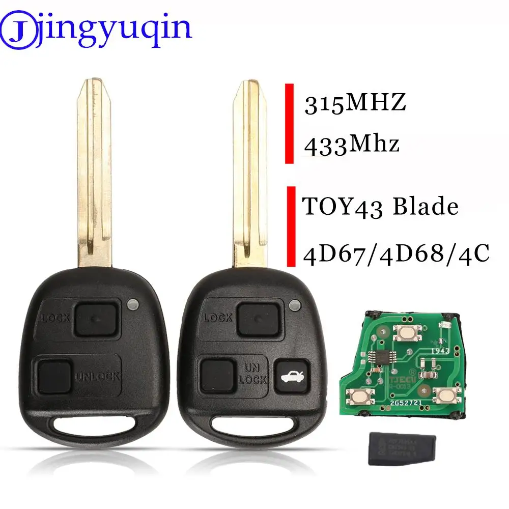 Jingyuqin дистанционный Автомобильный ключ с чипом 4D67/4D68/4C для Toyota Camry Land Cruser 120 Prado 2/3