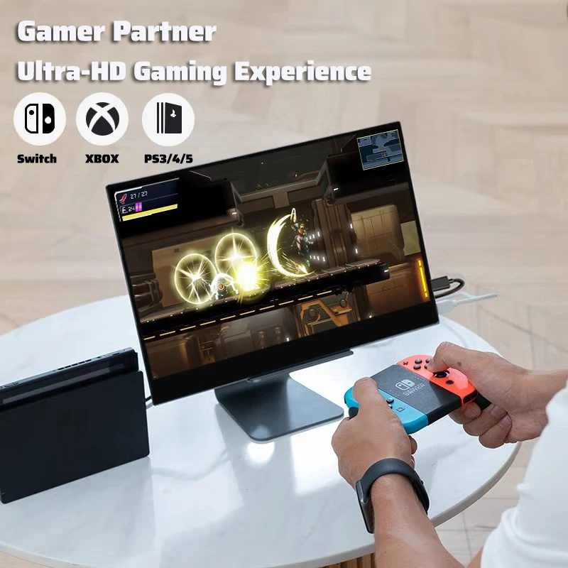 15.6inch 4K Touch Gravity Rotate Portable Monitor Ultra HD Gaming for Tiktok Living Nintendo Switch PS5 Laptop PC Sub Screen