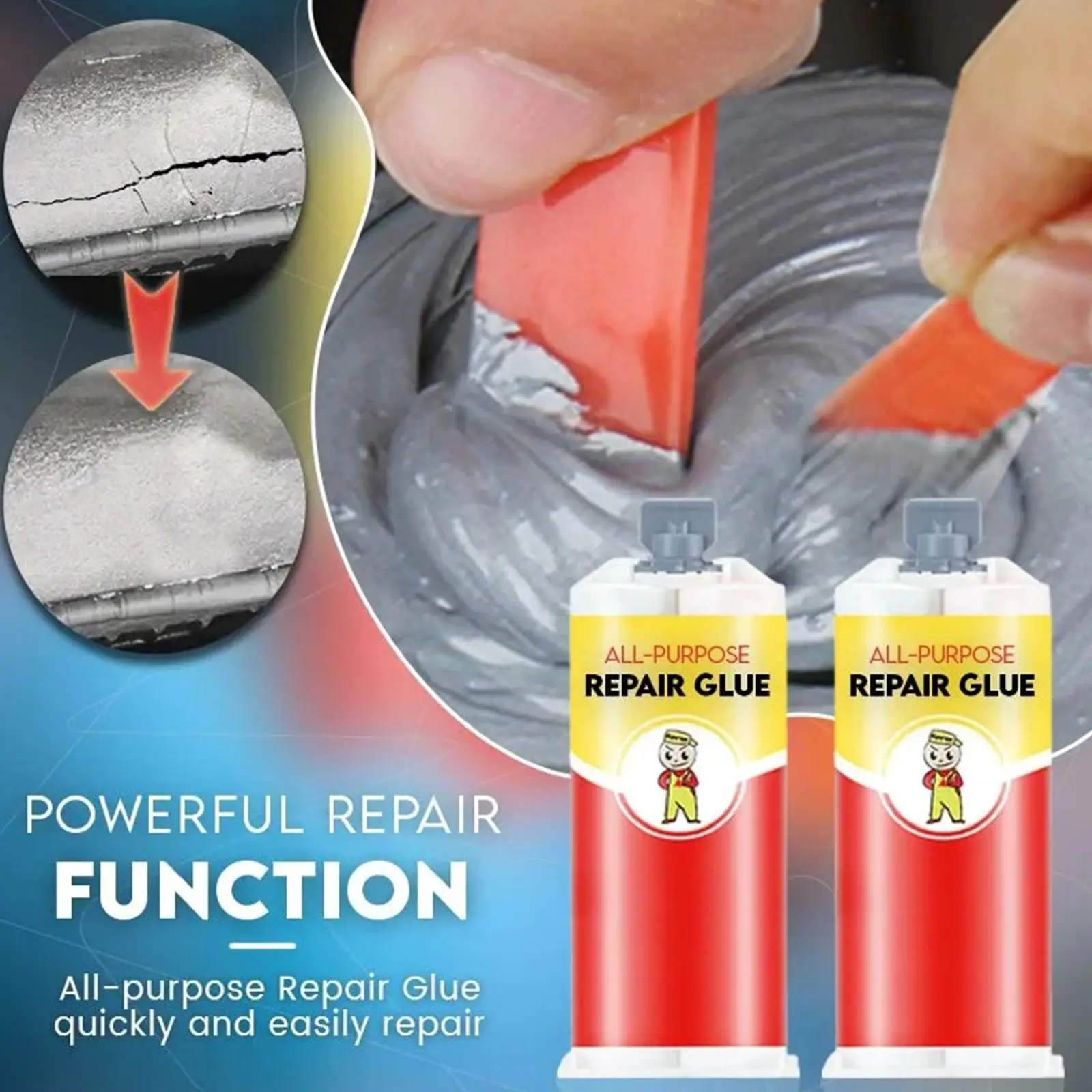

High Temperature 95g AB Glue Metal Repair Glue Cast Iron Steel Strength Repairing Adhesive Waterproof Transparent Quick Drying